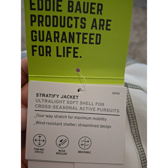 Eddie Bauer Womens Medium Stratify Rain Jacket Full Zip White NWT - Picture 4 of 9